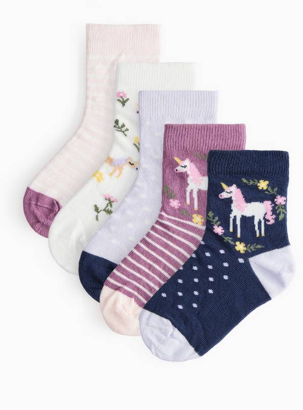 Unicorn Ankle Socks 5 Pack 12.5-3.5